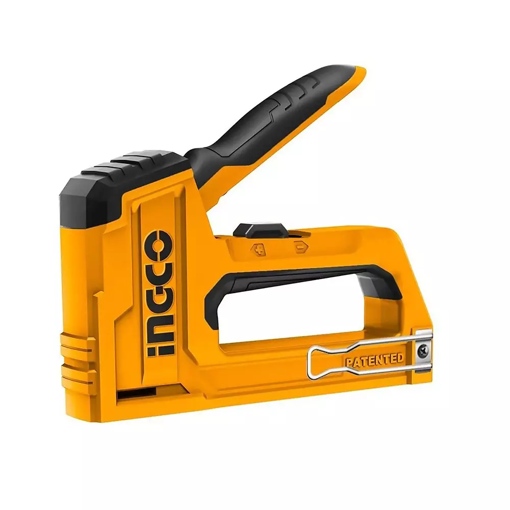 INGCO 2 in 1 Staple Gun Yellow Color, 100 Pin Magazine Capacity and 6-14 mm Staple Length, HSG1406