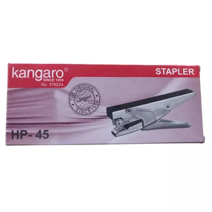 kangaro (Red) Stapler with Quick Loading Mechanism Black & Silver Plastic Alloy Steel for Office, Home & School, HP-45 (Pack of 10 Pcs)