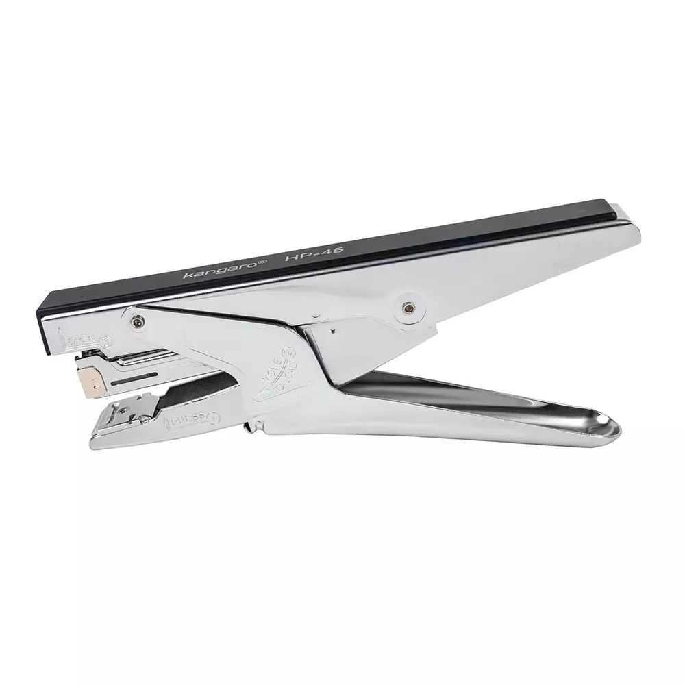 kangaro (Red) Stapler with Quick Loading Mechanism Black & Silver Plastic Alloy Steel for Office, Home & School, HP-45 (Pack of 10 Pcs)