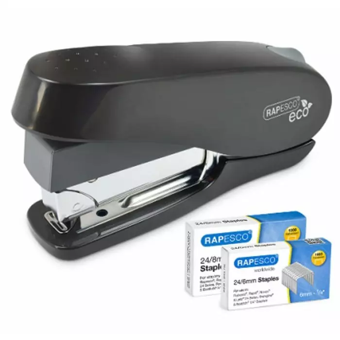 Rapesco 1466 Half Strip Stapler 50 Sheet Capacity 24/6 mm 24/8 mm Staple Size, 30346RA