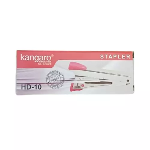 kangaro (Red) Stapler with Quick Loading Mechanism Red & Silver Color Metal & Plastic for Office, Home & School, HD-10 (Pack of 10 Pcs)