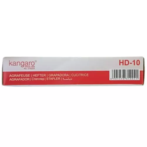 kangaro (Red) Stapler with Quick Loading Mechanism Red & Silver Color Metal & Plastic for Office, Home & School, HD-10 (Pack of 10 Pcs)