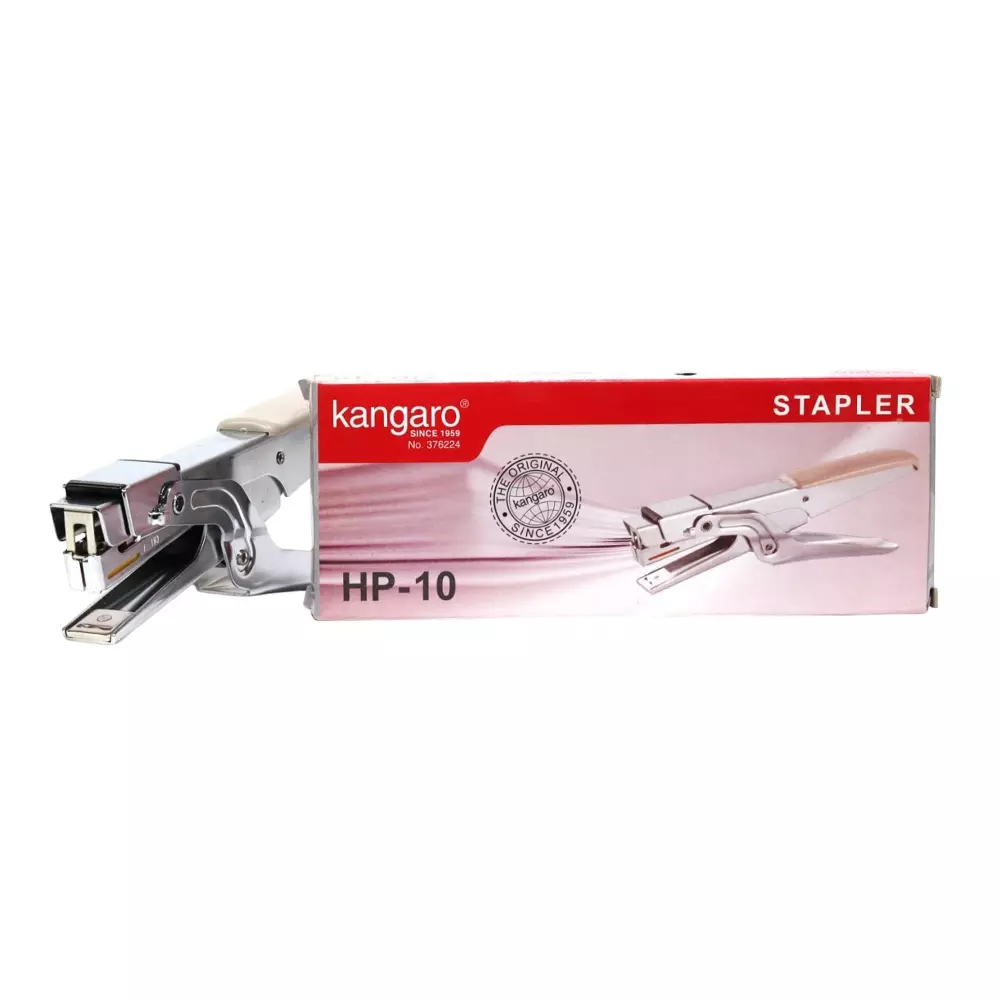 kangaro (Red) Stapler White & Silver Color Plastic Alloy Steel for Office, Home & School, HP-10