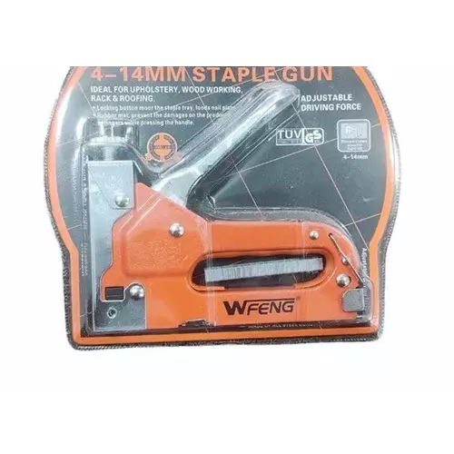 Wfeng 16 Gauge Staple Gun Metal Body, 4-14 mm Staple Size and 100 Pins Magazine Capacity (With Staple Pins)