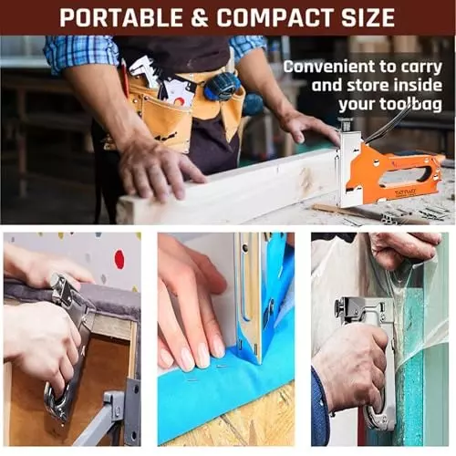 Malfah Enterprises 3 In 1 Stapler Gun Tacker Kit Adjustable Power Control Poly ABS For Furniture Repair, Woodwork, Decoration
