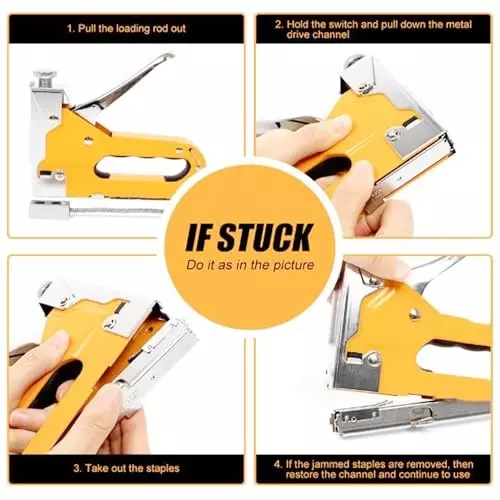Malfah Enterprises 3 In 1 Stapler Gun Tacker Kit Adjustable Power Control Poly ABS For Furniture Repair, Woodwork, Decoration