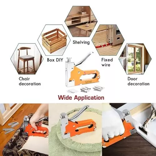 Malfah Enterprises 3 In 1 Stapler Gun Tacker Kit Adjustable Power Control Poly ABS For Furniture Repair, Woodwork, Decoration