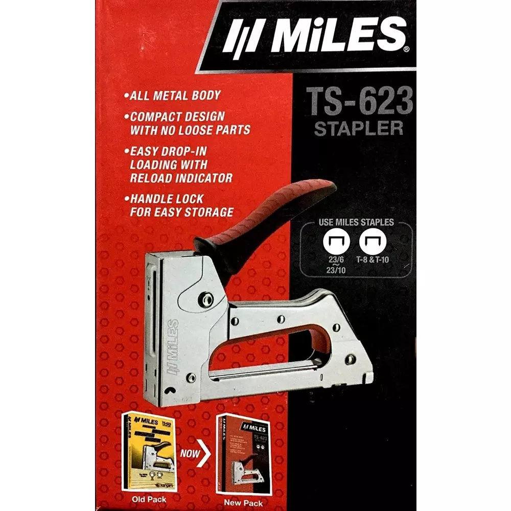 Miles Gun Tacker TS-623 with 8 mm 23/8-H Staple Pins Combo
