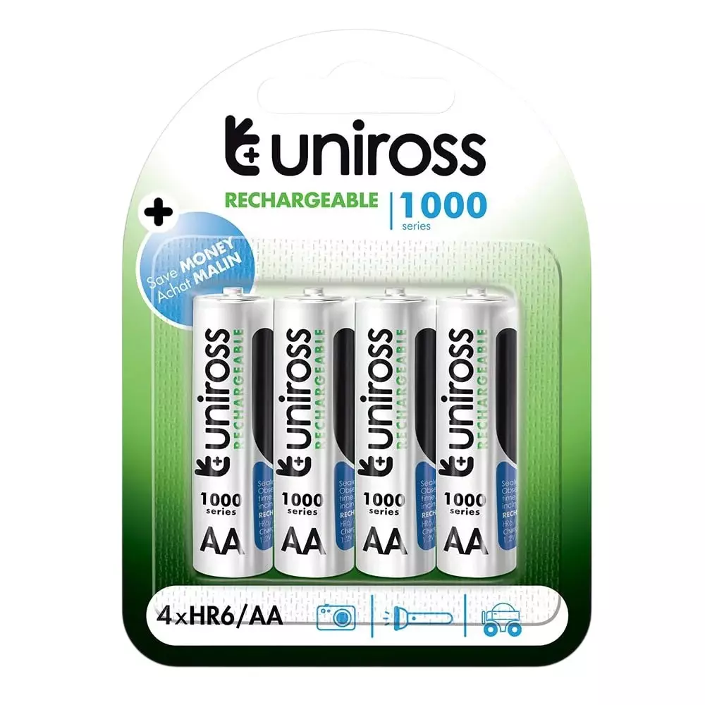 Uniross By Eveready 1000 Series Battery Cell Kit White NiMH for Home & Office, HR6