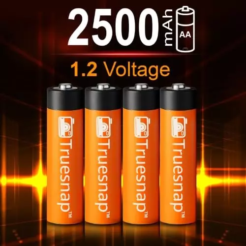 Truesnap AA Rechargeable Batteries 1.2 V NiMH 2500 mAh Battery Capacity Orange, TS-RB4-2A25 (Pack of 4 Pcs)