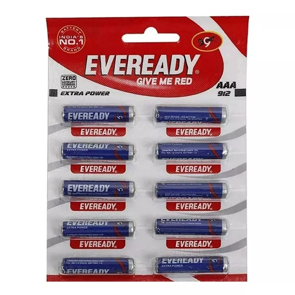 Eveready AAA Zinc Carbon Battery Cell Blue 1.5 V, 912 (Pack of 10)