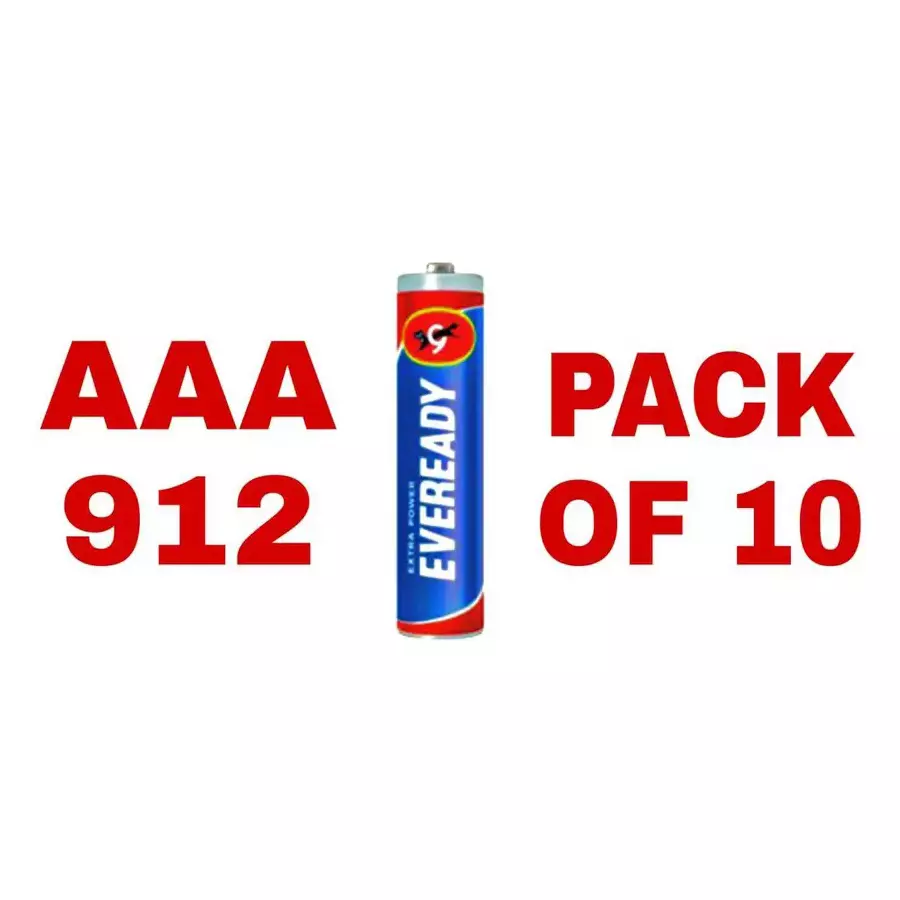 Eveready AAA Zinc Carbon Battery Cell Blue 1.5 V, 912 (Pack of 10)