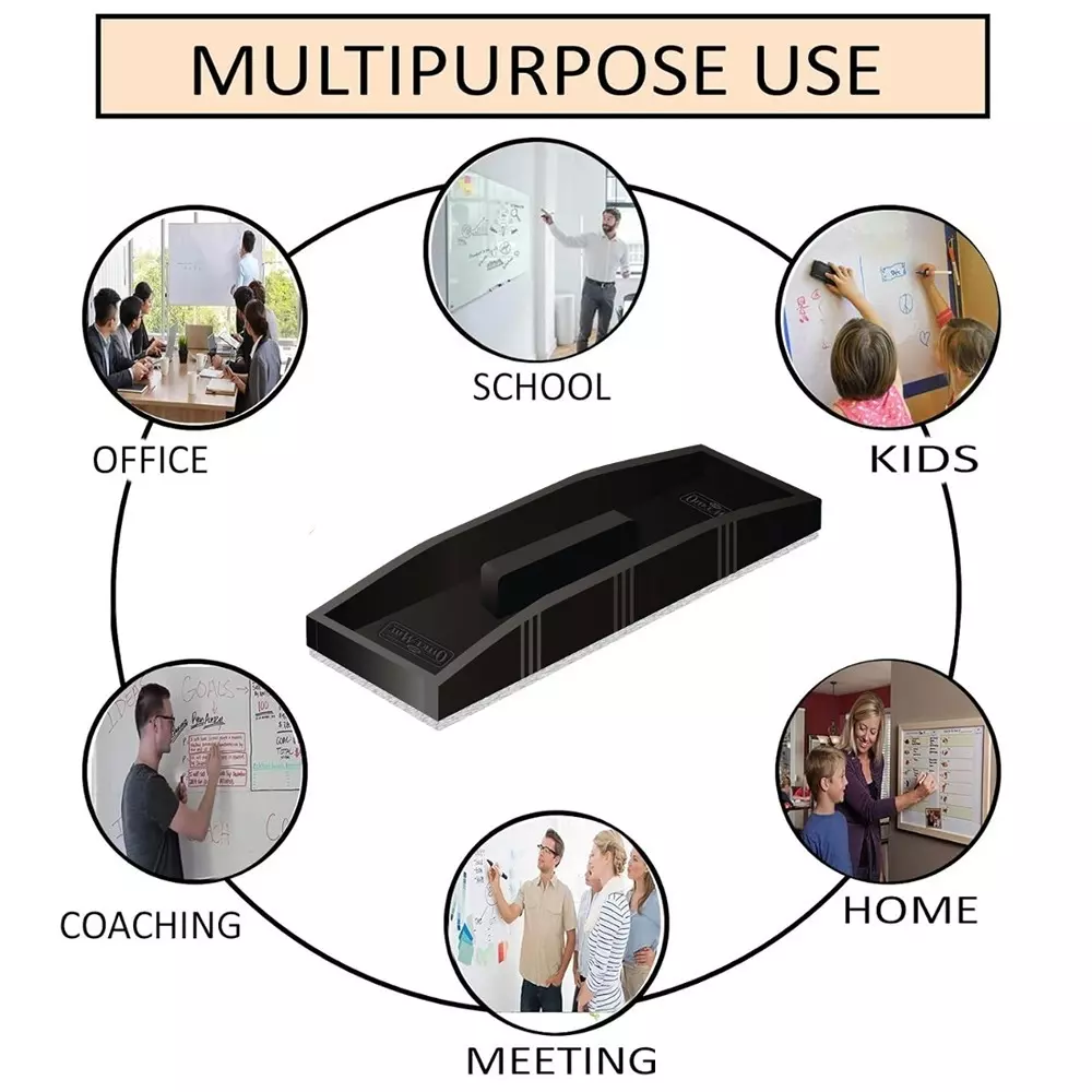 Soni Office Mate Non Magnetic Whiteboard Duster With 2 Marker Slots (Without Marker) Compact and Durable for Office, School & Home Use