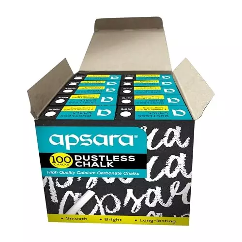 Apsara 100 Pcs Each White Dustless Chalks (Pack of 2)