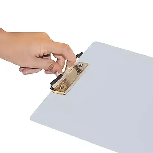 EDUWAY 34x24 cm Heavy Duty Clip Exam Board Wood & Stainless Steel White (Pack of 10)