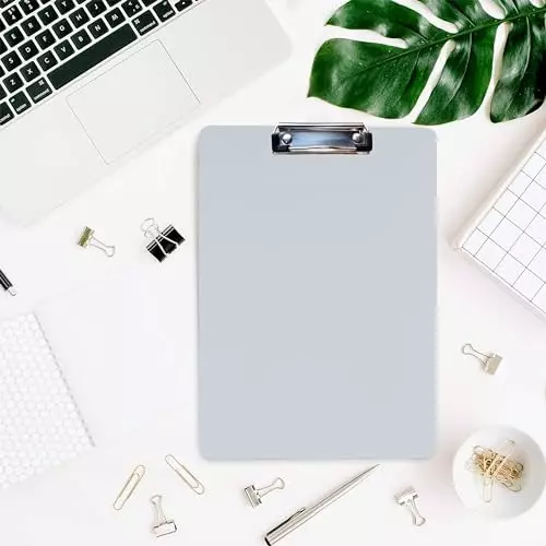 EDUWAY 34x24 cm Heavy Duty Clip Exam Board Wood & Stainless Steel White (Pack of 10)