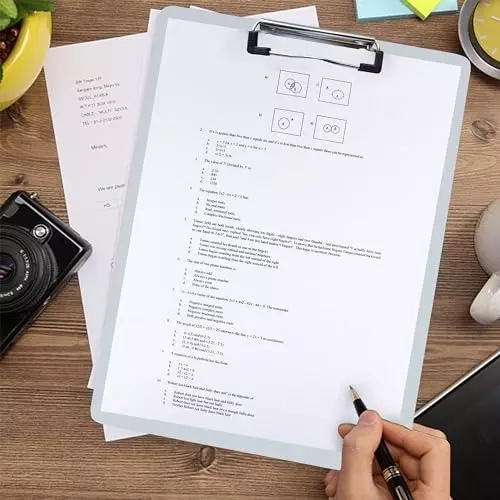 EDUWAY 34x24 cm Heavy Duty Clip Exam Board Wood & Stainless Steel White (Pack of 10)