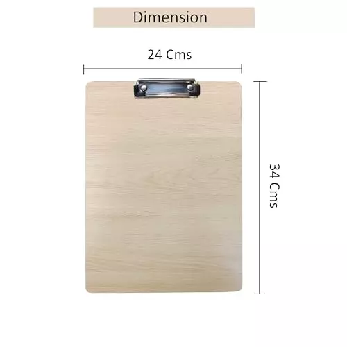 EDUWAY 34x24 cm Heavy Duty Clip Exam Board Wood & Stainless Steel ‎Teak (Pack of 8)