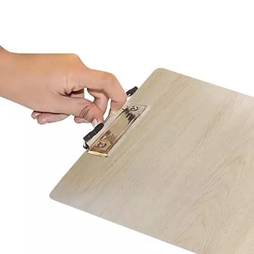 EDUWAY 34x24 cm Heavy Duty Clip Exam Board Wood & Stainless Steel ‎Teak (Pack of 8)
