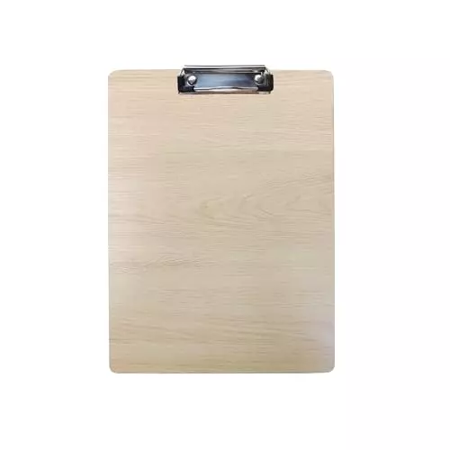 EDUWAY 34x24 cm Heavy Duty Clip Exam Board Wood & Stainless Steel ‎Teak (Pack of 8)