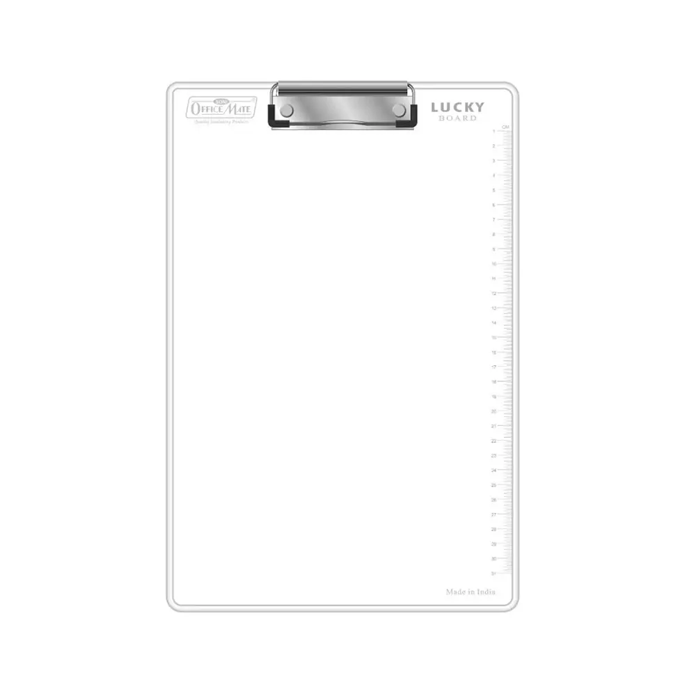 Soni Office Mate Topper’s Clear Exam Board Ultra-Light Metal Clip, Rubber Corners & 31 cm Scale Ideal for Students, Exams & Office, Assorted Color