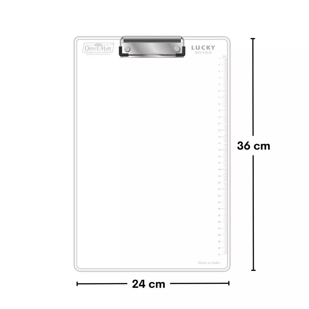 Soni Office Mate Topper’s Clear Exam Board Ultra-Light Metal Clip, Rubber Corners & 31 cm Scale Ideal for Students, Exams & Office, Assorted Color