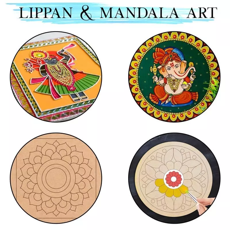 EDUWAY 15x15 cm MDF Board Wood Sheet Natural Wood Tone with 4 mm Thickness for Mandala Art, Lippan Art, Resin Art, Craft Projects (Pack of 6)