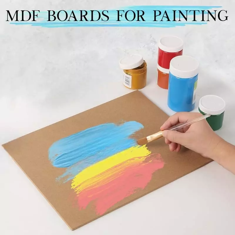 EDUWAY 15x15 cm MDF Board Wood Sheet Natural Wood Tone with 4 mm Thickness for Mandala Art, Lippan Art, Resin Art, Craft Projects (Pack of 6)