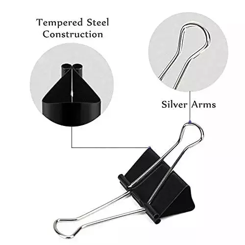 GENERIC Metal Binder Clip Black 19 mm (Pack of 144)