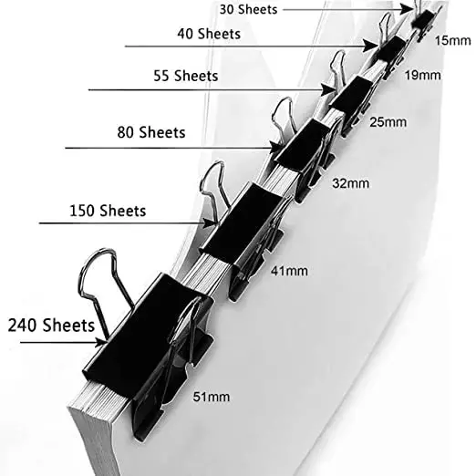 GENERIC Metal Binder Clip Black 19 mm (Pack of 144)