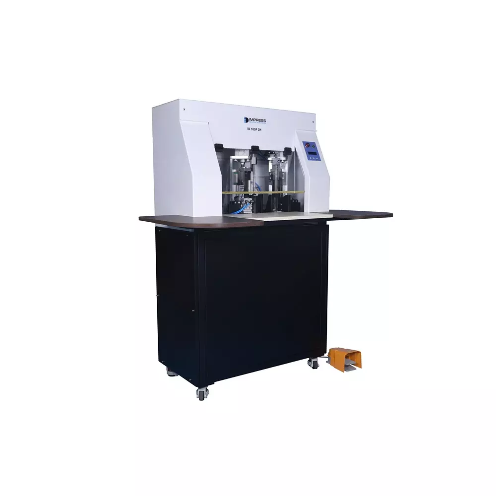 IMPRESS Double Head Round Corner Cutter with Pneumatic System and 100 mm Stack Maximum Cutting Thickness, ID 100P 2H
