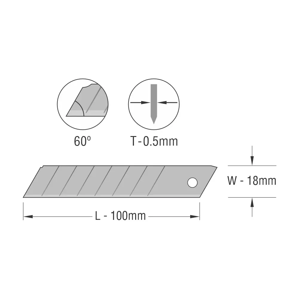 Miles Cutter Blades 18 mm 8 Segment, B184-10 (Pack of 10)