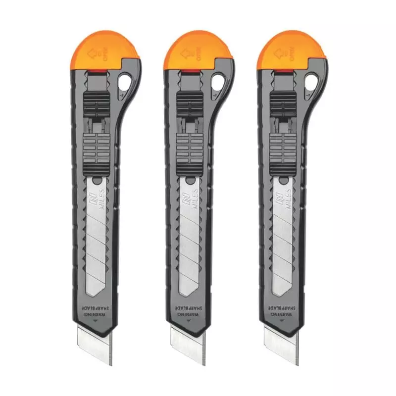 Miles Snap off Cutter Plastic Body 18 mm Blade Size for Office, Home, Art & Craft, PN1801 (Pack of 3)