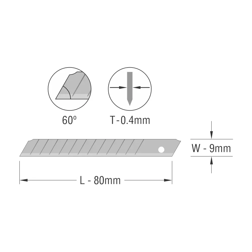 Miles Cutter Blades 9 mm 13 Segment, B94-10 (Pack of 10)