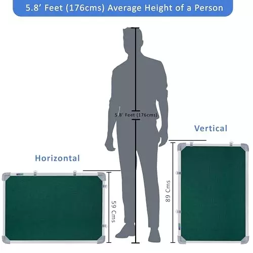 EDUWAY 61x91 cm (2x3 ft) Green Notice Board with 20 Push-Up Pins Combo ‎Rectangular