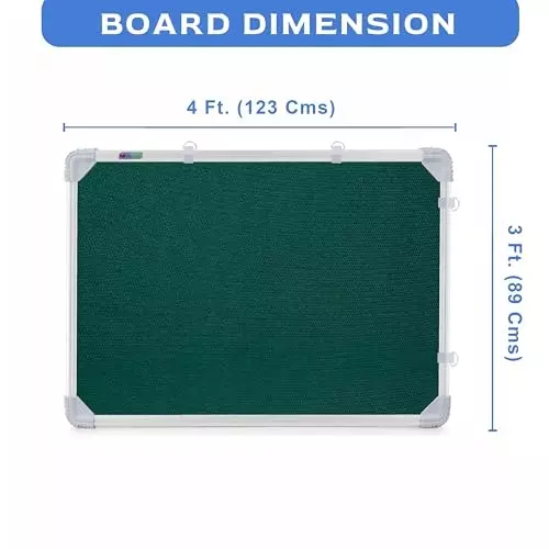 EDUWAY 91x122 cm (3x4 Ft) Green Notice Board with 20 Push-Up Pins Combo ‎Rectangular