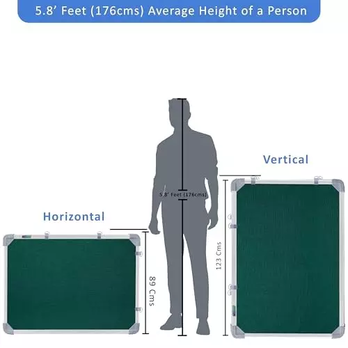 EDUWAY 91x122 cm (3x4 Ft) Green Notice Board with 20 Push-Up Pins Combo ‎Rectangular