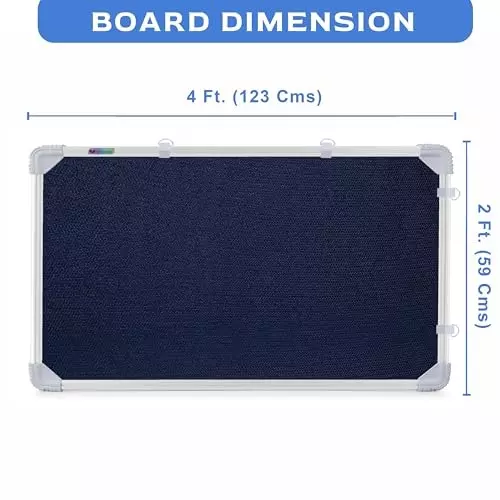 EDUWAY 122x58 cm (4x1.9 ft) Blue Notice Board with 30 Push-Up Pins Combo ‎Rectangular