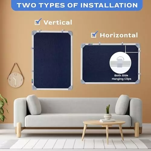 EDUWAY 122x58 cm (4x1.9 ft) Blue Notice Board with 30 Push-Up Pins Combo ‎Rectangular