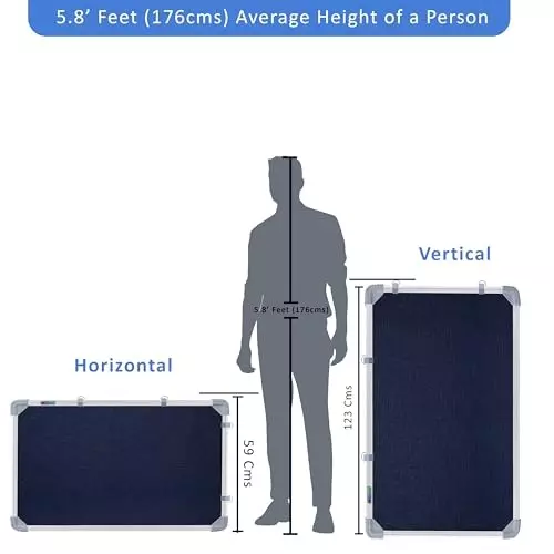 EDUWAY 122x58 cm (4x1.9 ft) Blue Notice Board with 30 Push-Up Pins Combo ‎Rectangular