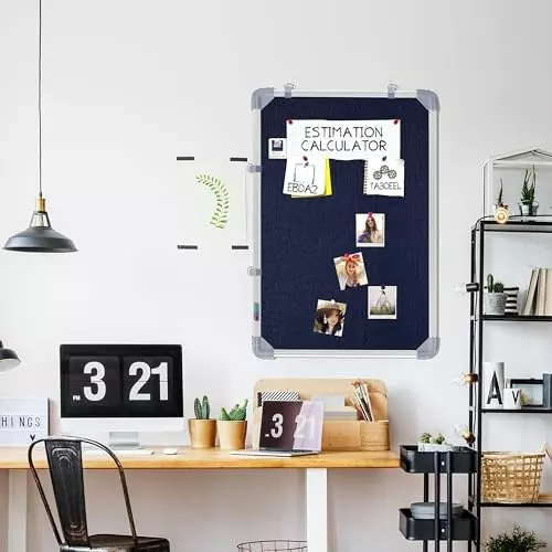 EDUWAY 122x58 cm (4x1.9 ft) Blue Notice Board with 30 Push-Up Pins Combo ‎Rectangular