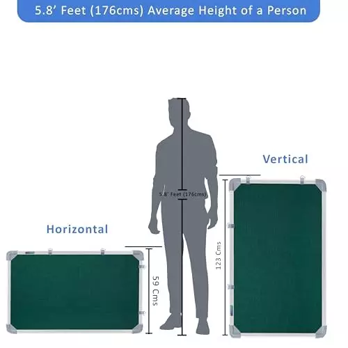 EDUWAY 122x61 cm (4x2 Feet) Green Notice Board with 20 Push-Up Pins Combo ‎Rectangular