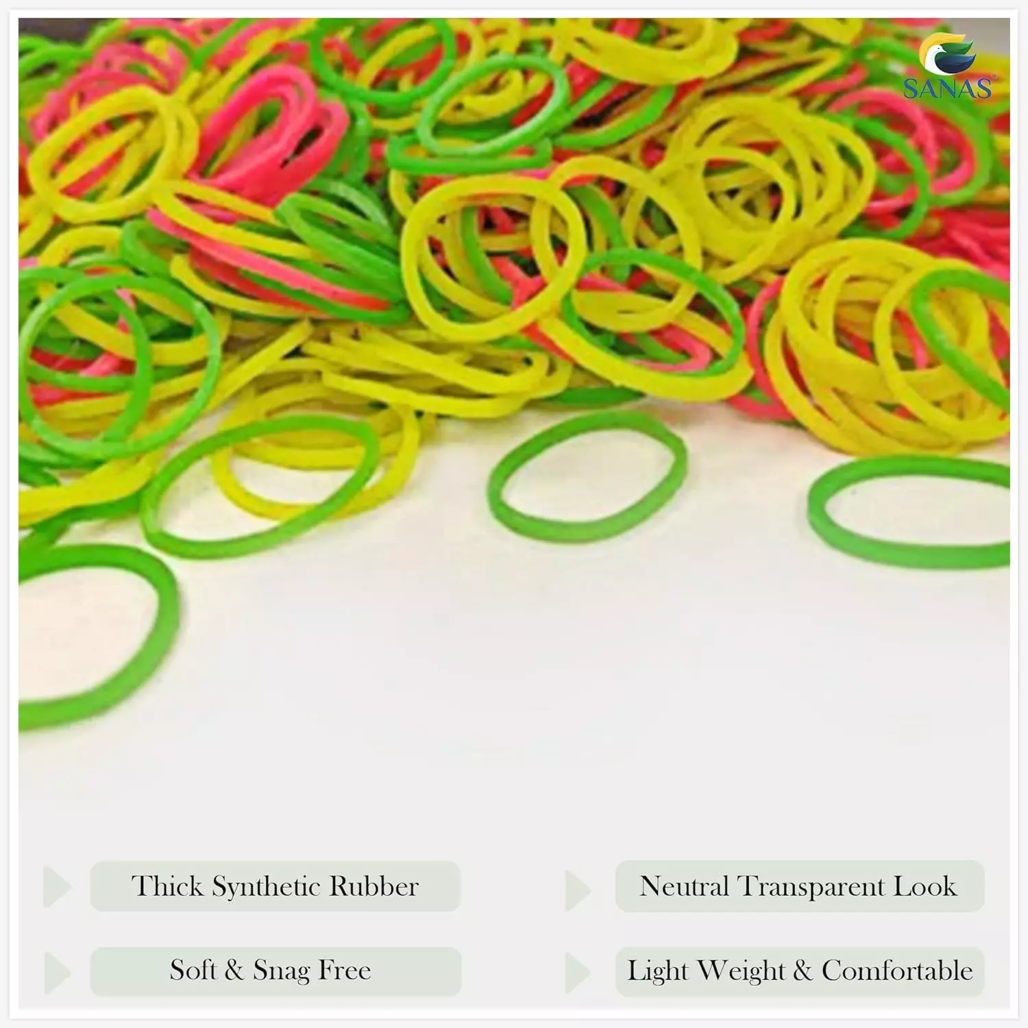 GENERIC Rubber Band Fluorescent Color 1.5 Inch (38 mm), (Pack of 500 g)