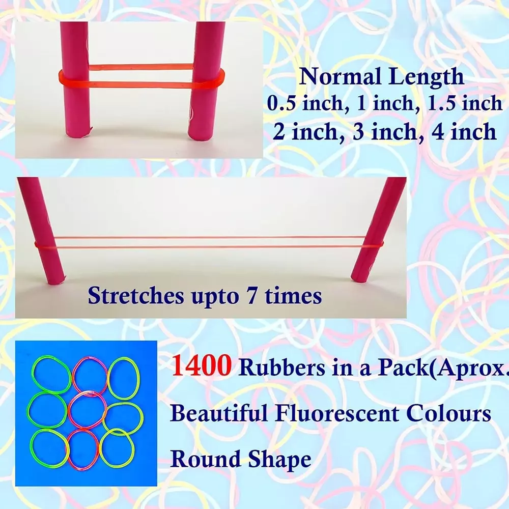 Sangam Poly Sure Transparent Rubber Bands Multicolor 38 mm Size 500 g for Files & Bundling Cash, No.12