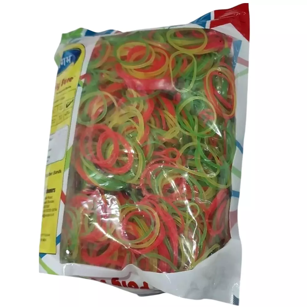 Sangam Poly Sure Transparent Rubber Bands Multicolor 63.5 mm Size 500 g for Files & Bundling Cash, No.16