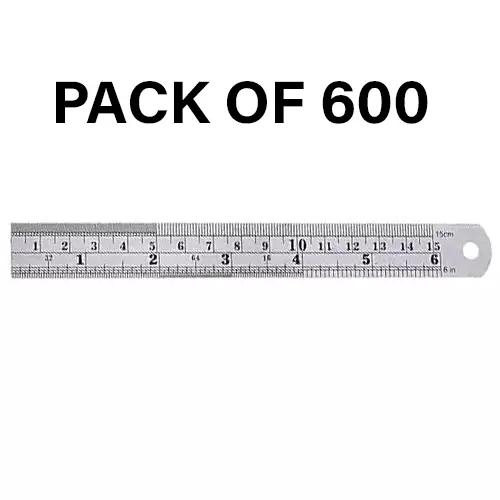 Galaxy Steel Scale Size 6 inch (15 cm) for Students, Machinists, Engineers, GSS600 (Pack of 600)
