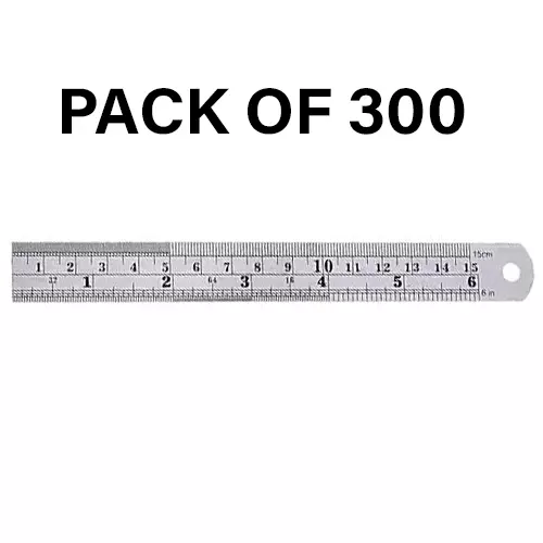 Galaxy Steel Scale Size 6 inch (15 cm) for Students, Machinists, Engineers, GSS300 (Pack of 300)