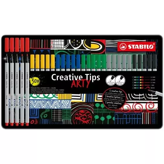 Stabilo CREATIVE TIPS ARTY Classic Set Multicolor for Artists, Students, Hobbyists, 89/30-6-1-20 (Set of 30)