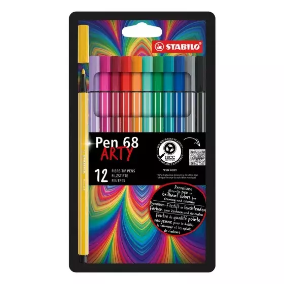 Stabilo Pen Arty Premium Felt-Tip Pen Set Multicolor for Artists, Students, Hobbyists, 6812-01-20. (Set of 12)