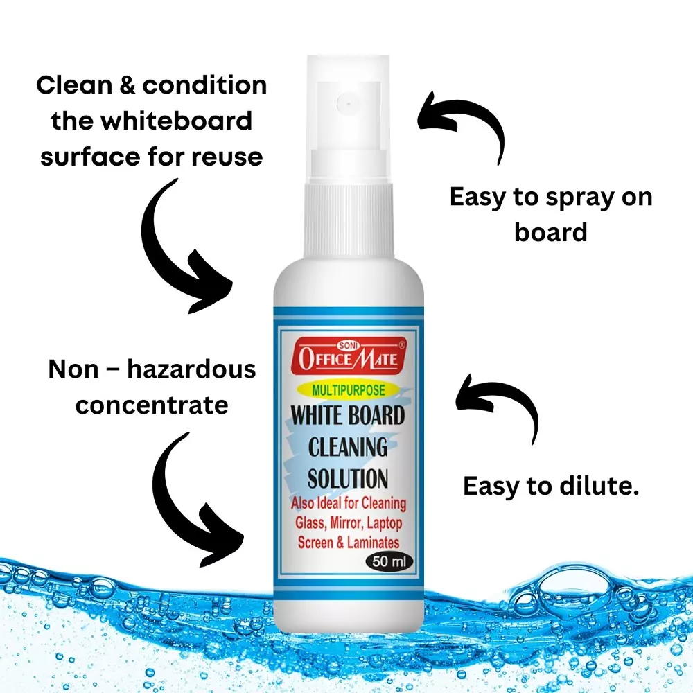 Soni Office Mate Whiteboard Kit Contains 4 Markers (Black, Blue, Red, Green) + Duster + 50ml Cleaner for School, Office & Home